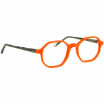 Unisexbrille Johann von Goisern JC203 mit orangefarbenem Rahmen und dunklen Bügeln, modernes und stilvolles Design.