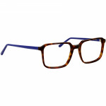 Unisexbrille Johann von Goisern JC204 mit rechteckigem Rahmen in Havanna-Optik und blauen Bügeln.