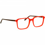 Rote und braune Unisexbrille Johann von Goisern JC204 mit rechteckigem Rahmen, abgebildet auf weißem Hintergrund.