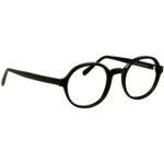 Schwarze, runde Unisexbrille Johann von Goisern JC206 mit glänzendem Rahmen und schlanken Bügeln.