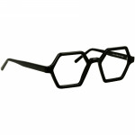 Schwarze Unisexbrille Johann von Goisern JC208 mit geometrischer, sechseckiger Rahmenform.