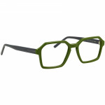 Herrenbrille Johann von Goisern JC209 mit sechseckigen, grünen Rahmen und schwarzen Bügeln.