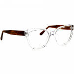 Damenbrille Johann von Goisern JC210 mit transparentem Rahmen und braunen Bügeln, stilvolles Design für modernen Look.
