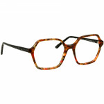 Damenbrille Johann von Goisern JC211 mit eckigem Rahmen, mehrfarbigen Brauntönen und schwarzen Bügeln.