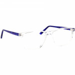 Herrenbrille Johann von Goisern JC212 mit rechteckiger Form, transparentem Rahmen und blauen Bügeln.