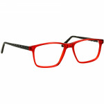 Herrenbrille Johann von Goisern JC212 mit roten Rahmen und schwarzen Bügeln mit weißen Punkten.