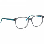 Unisexbrille Johann von Goisern JC214 mit grauem Rahmen und türkisfarbenen Bügeln, passend für diverse Stilrichtungen.