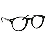 Herrenbrille Johann von Goisern JCUdo mit runden, schwarzen Rahmen aus leichtem Material und klaren Gläsern.
