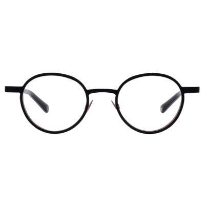 Unisexbrille Colibris Leo mit rundem, schwarzem Rahmen, direkt von vorne abgebildet.