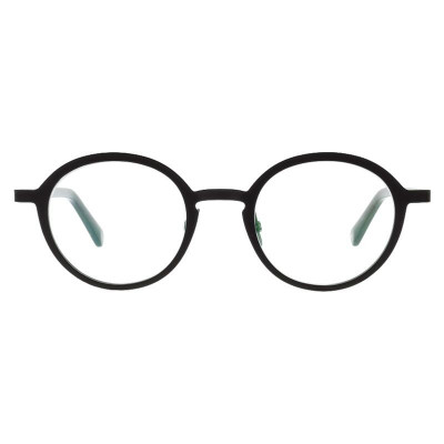 Runde Damenbrille Colibris Lisa in Schwarz, gerade von vorn fotografiert auf weißem Hintergrund.