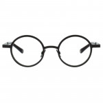 Runde Unisexbrille Colibris Lola in Schwarz, frontale Ansicht, modernes und zeitloses Design.