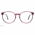 Damenbrille Colibris Marika mit rundem, pinkfarbenem Rahmen und klaren Gläsern, frontal abgebildet.