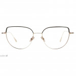 Damenbrille Colibris Skara, filigrane Cateye-Fassung in Schwarz und Gold, Frontansicht.
