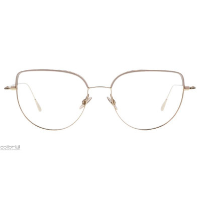 Damenbrille Colibris Skara mit filigranem, goldfarbenem Rahmen in Cat-Eye-Form, frontal abgebildet.