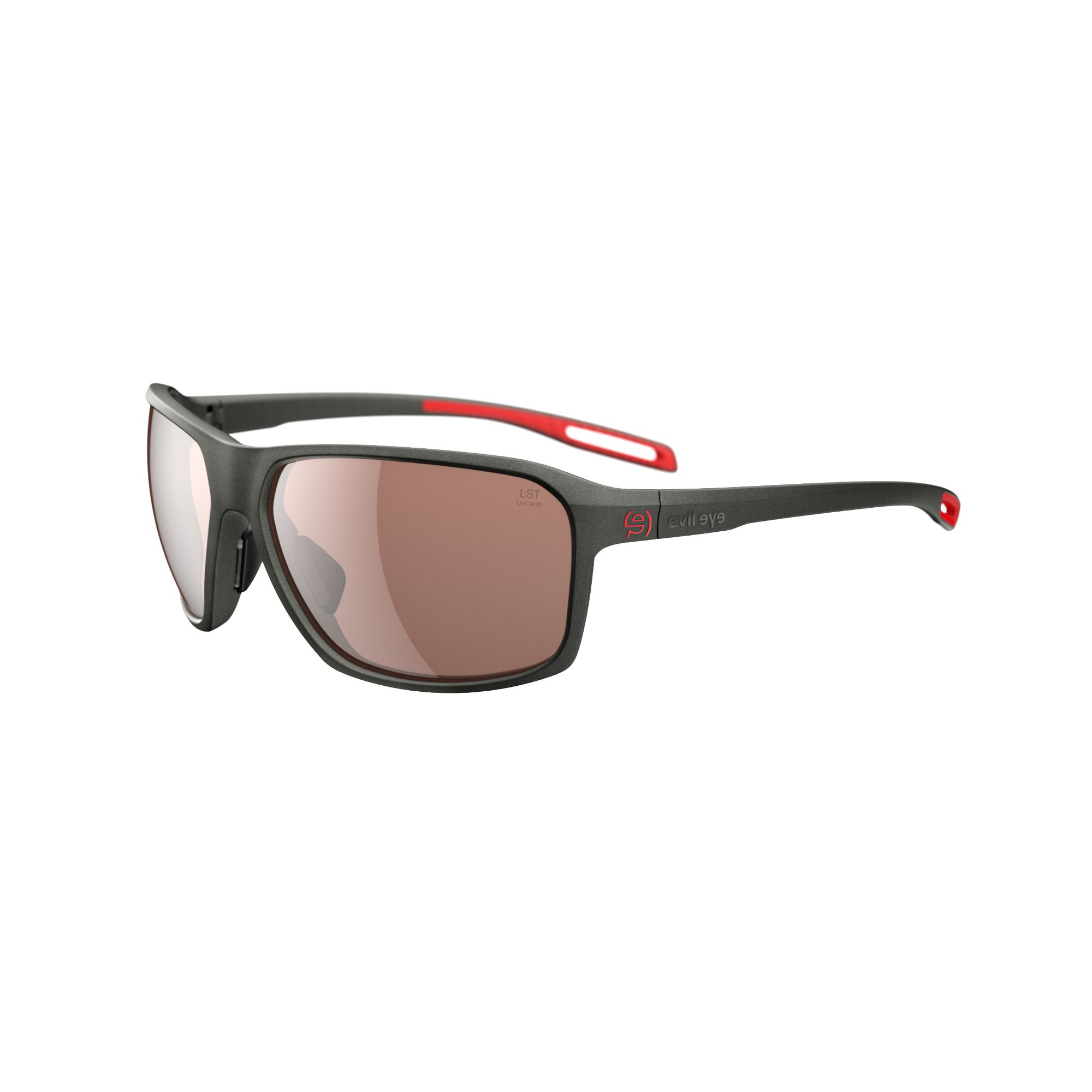 Sonnenbrille Sportbrille Evil Eye Nook E011 E011 75 6500 Dark Olive Met Lst Contrast Silver Bg White Sid