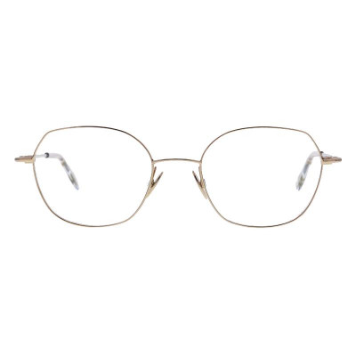 Damenbrille Colibris Suri mit dünnem, goldenem Metallrahmen und großen, eckigen Gläsern.