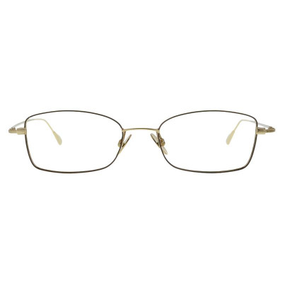 Damenbrille Colibris Svea mit rechteckigem, filigranem Metallrahmen in Gold, frontal abgebildet.